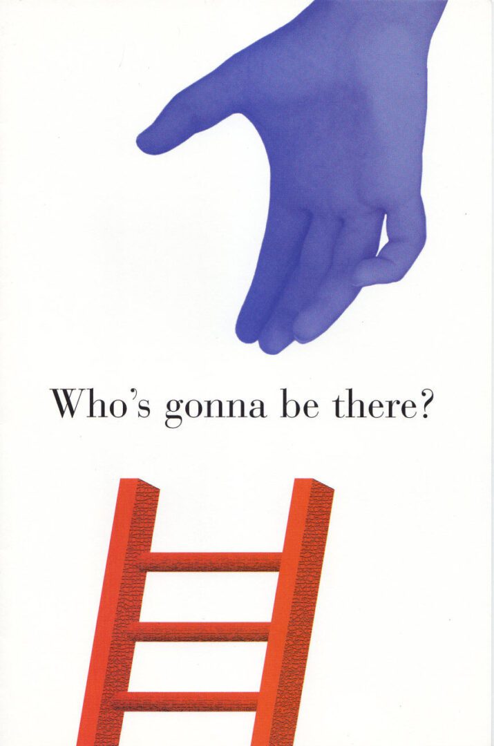 Blue hand above red ladder, text below.